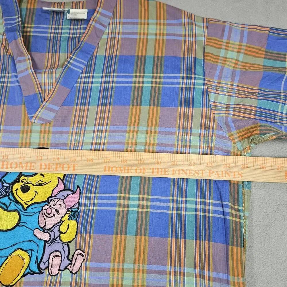Disney Store Nightgown Winnie The Pooh Piglet Plaid Sleep Shirt OSFM Cottage - Picture 10 of 14